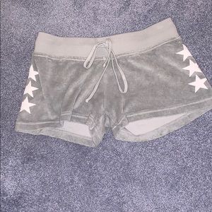 Grey hard tail terry shorts with stars